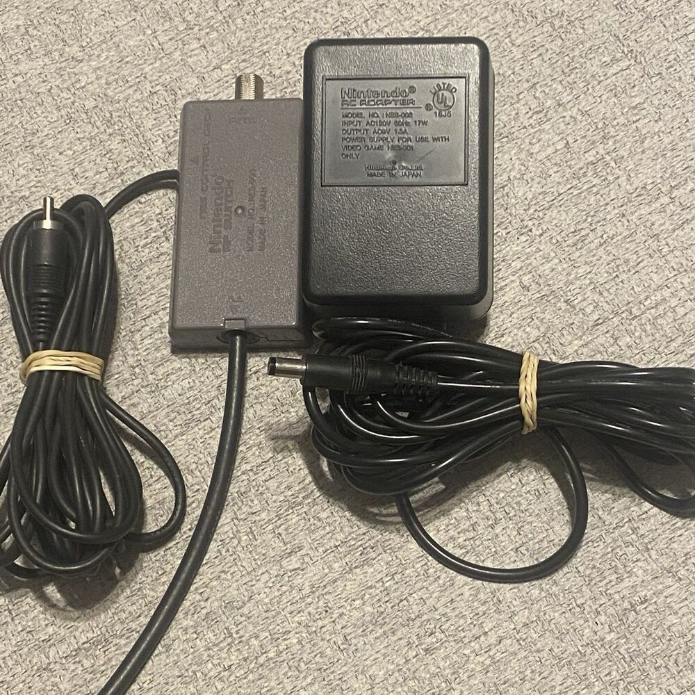 Nintendo NES Power AC Adapter Cord & RF Switch Cable Official OEM - For Parts
